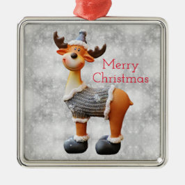 God jul älg som bär en hatt julgransprydnad metall