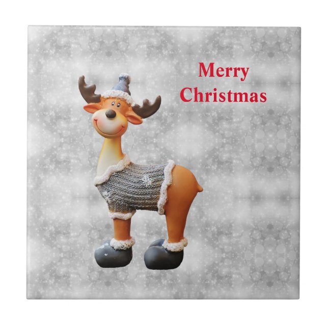 God jul älg som bär en hatt           kakelplatta (Framsidan)
