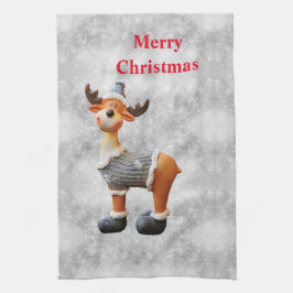 God jul älg som bär en hatt kökshandduk