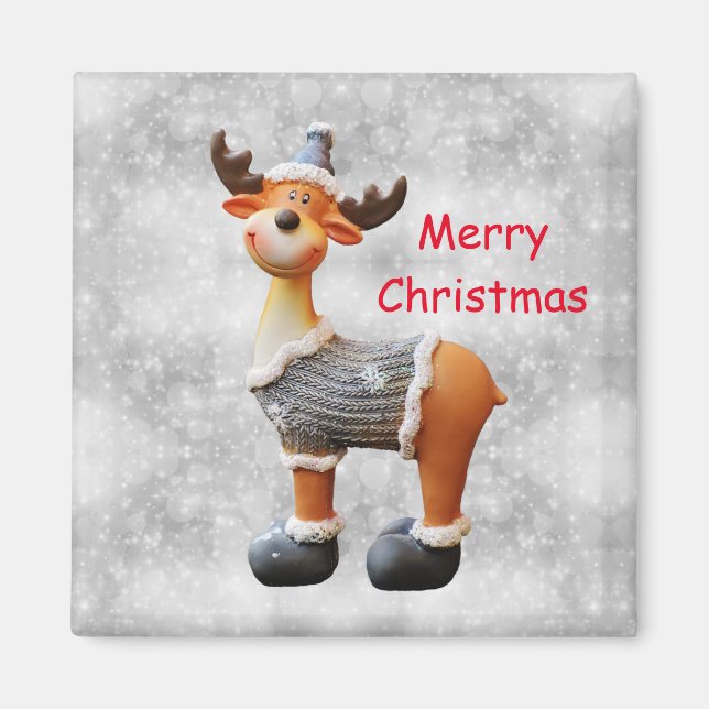 God jul älg som bär en hatt     magnet (Framsidan)