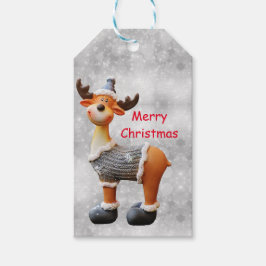 God jul älg som bär hatt presentetikett