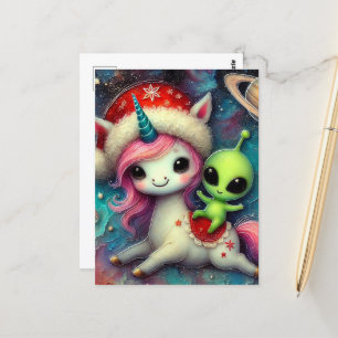 God jul, Alien och Unicorn Vykort