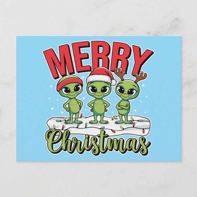 God Jul Aliens Helg Vykort (Framsida)