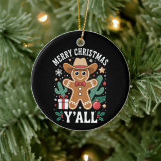 God Jul Alla Cowboy Gingerbread Kaktus Julgransprydnad Keramik