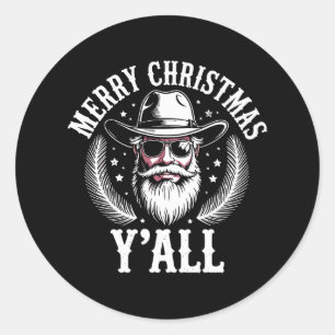 God Jul Alla Cowboy Tomte Väst Västerländsk Runt Klistermärke