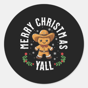 God Jul Alla Pepperkaks Cowboy Hurra Väst Runt Klistermärke