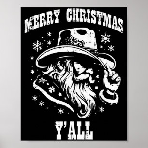 God Jul Alla Santa Cowboy Jul Country Män Poster