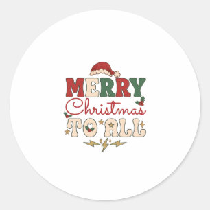 God Jul Alla Tomte Hatt Blixt Stjärnor Runt Klistermärke