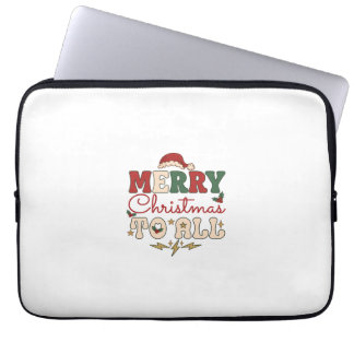 God Jul Alla Tomte Hatt Blixtar Stjärnor Laptop Fodral