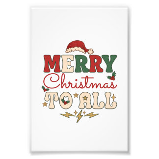 God Jul Alla Tomtehatt Blixtar Stjärnor Fototryck