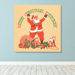 God jul alla! Vintage Jultomten Canvastryck