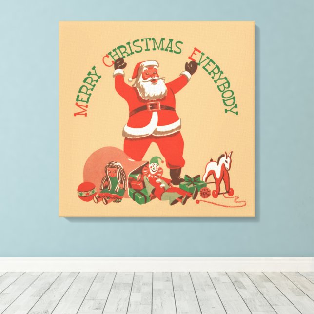 God Jul alla! Vintage Tomte Canvastryck (Insitu (trägolv))