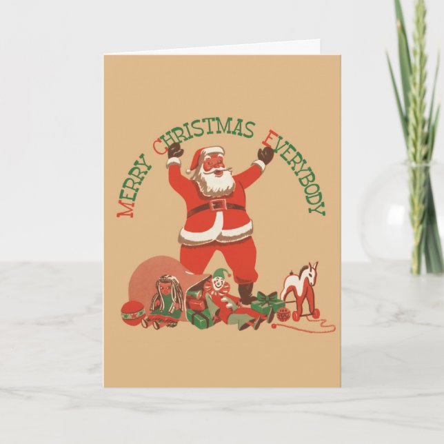 God Jul alla! Vintage Tomte Helgkort (Framsida)