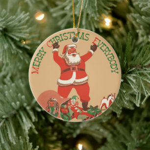 God Jul alla! Vintage Tomte Julgransprydnad Keramik