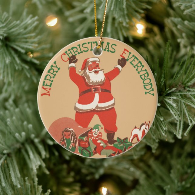 God Jul alla! Vintage Tomte Julgransprydnad Keramik (Träd)