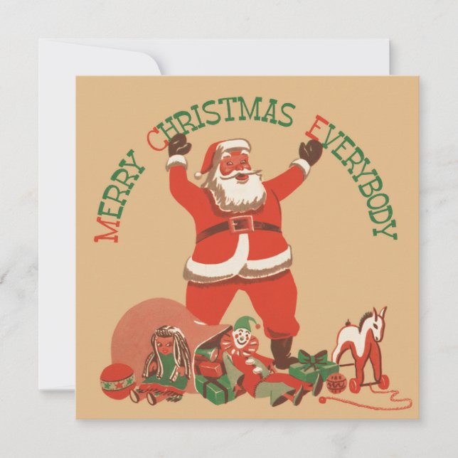 God Jul alla! Vintage Tomte Julkort (Framsida)