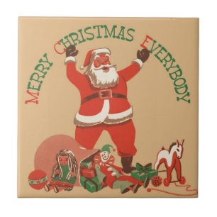 God Jul alla! Vintage Tomte Kakelplatta