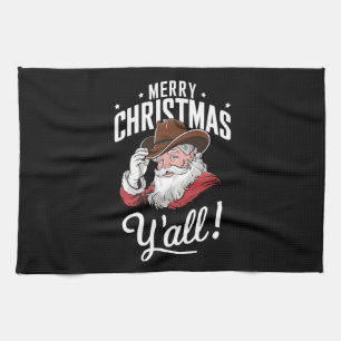 God Jul allesammans Country Cowboy Tomte Kökshandduk