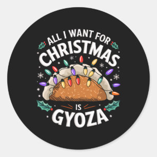 God jul allt jag vill ha i jultomten Gyoza Manar W Runt Klistermärke