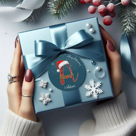 God jul Alphabet "A" Round Sticker Runt Klistermärke