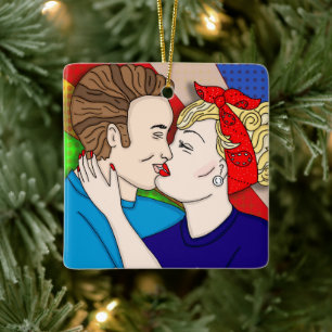 God jul Älskare Retro par Kissing Julgransprydnad Keramik