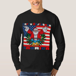 god jul America Jultomten Funny Usa T Shirt