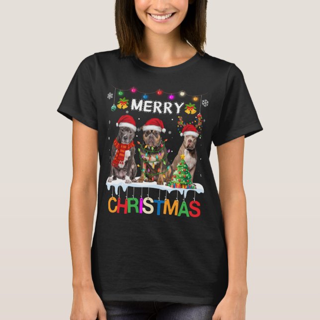 God jul American Bully Santa T Shirt (Framsida)