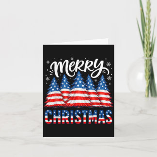 God Jul Amerikansk Flagga Träd Vinter Män Kort