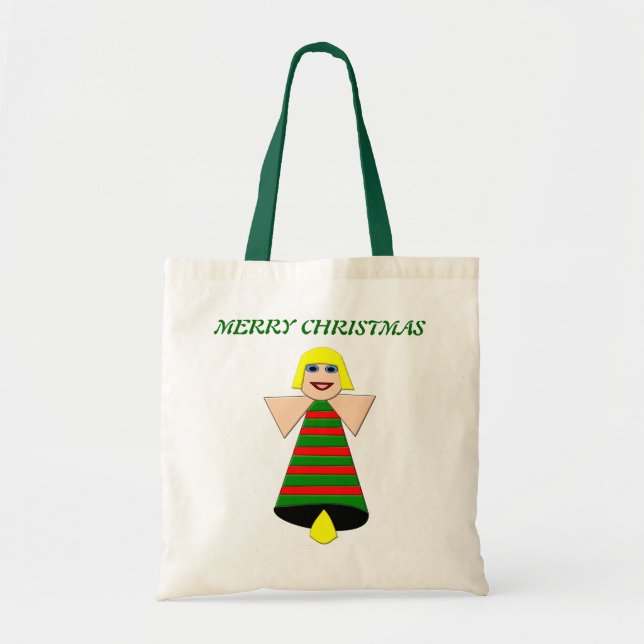 God jul Angel Bell Anpassningsbar Gift Bag Tygkasse (Framsidan)