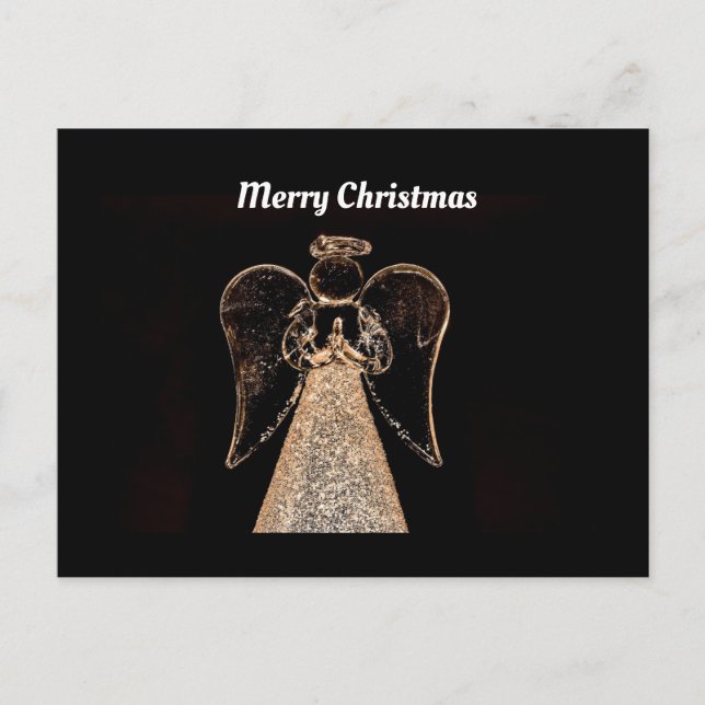 God jul Angel Black/Guld Helg Vykort (Framsida)