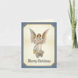 God jul Angel Blue Guld Helgdag Card Helgkort