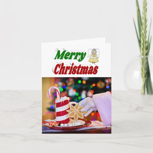 God jul Angel fotoröd grönt typografi Helgkort (Framsida)