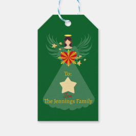 God jul Angel Grönt Personlig Namn från Presentetikett