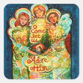 God Jul Angel Helgdag Stickers Fyrkantigt Klistermärke