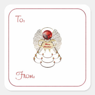 God jul Angel - Märkre om Stickers Fyrkantigt Klistermärke