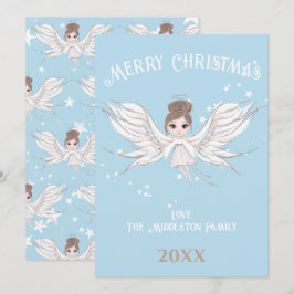 God jul Angel Mörk Hair Blue Julkort