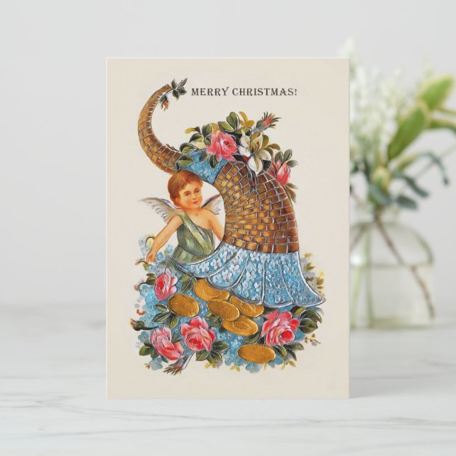 God jul Angel Mynt Cornucopia Ro Inbjudningar (Stående Fram)