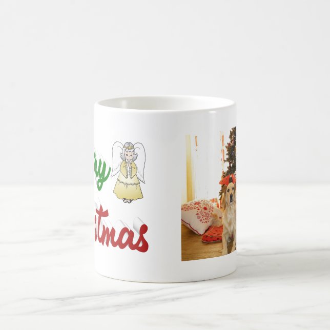 God jul Angel Red grönt-fotoskript Kaffemugg (Center)