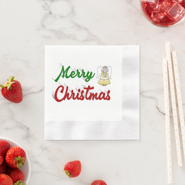 God jul Angel Red grönt-skript Pappersservett (Insitu)