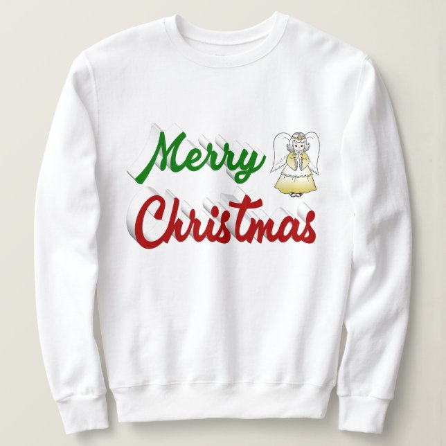 God jul Angel Red grönt-skript T Shirt (Design framsida)