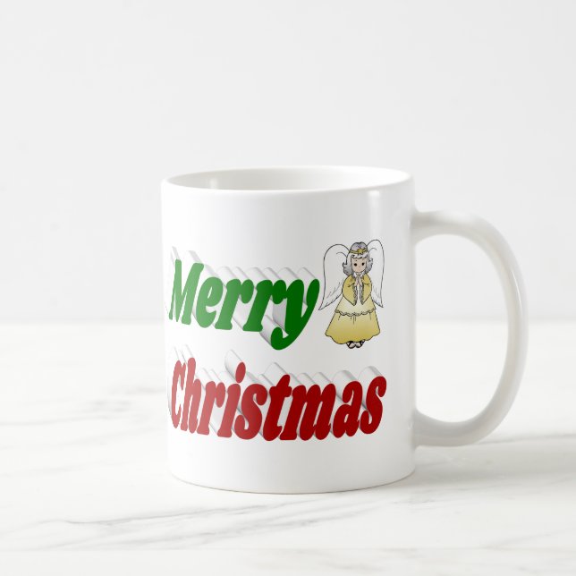 God jul Angel röd grönt halv typografi Kaffemugg (Höger)