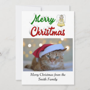 God jul Angel-skript för fotoröd grönt Julkort