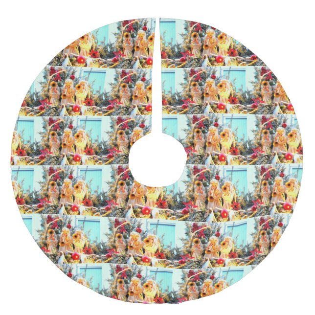 god jul änglar julgransmatta borstad polyester (Framsidan)