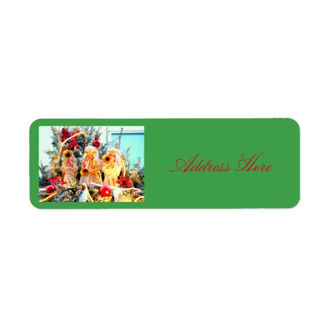 God jul änglar trumpettering returadress etikett (Framsidan)