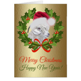 God jul Angora Doe Goat Painting Hälsningskort