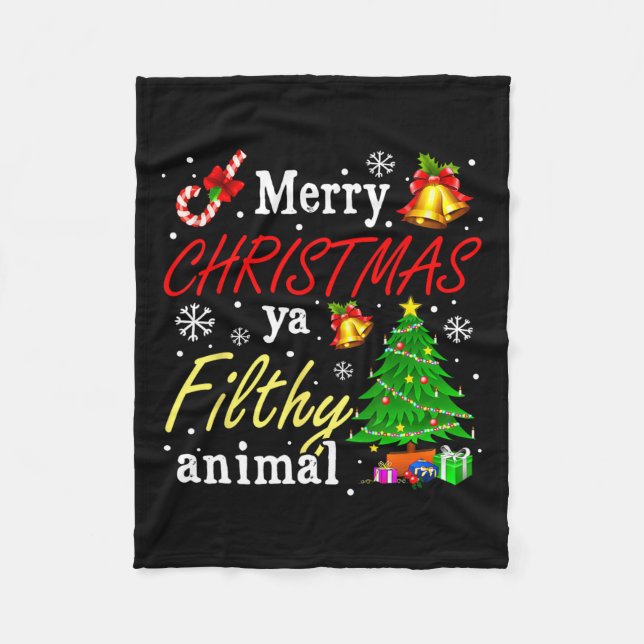 God jul Animal Filthy Ya Funny Julafton Family Fleecefilt (Framsidan)