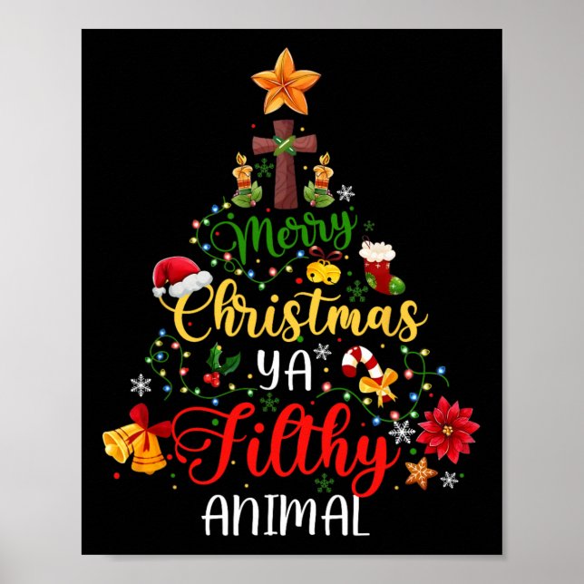 God jul Animal Filthy Ya Funny Julafton Family Poster (Framsidan)