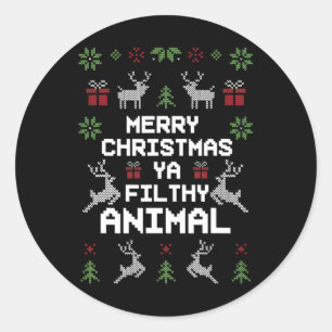 God jul Animal Filthy Ya Runt Klistermärke