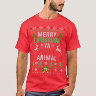 God jul Animal Filthy Ya Shirt Funny Julafton T