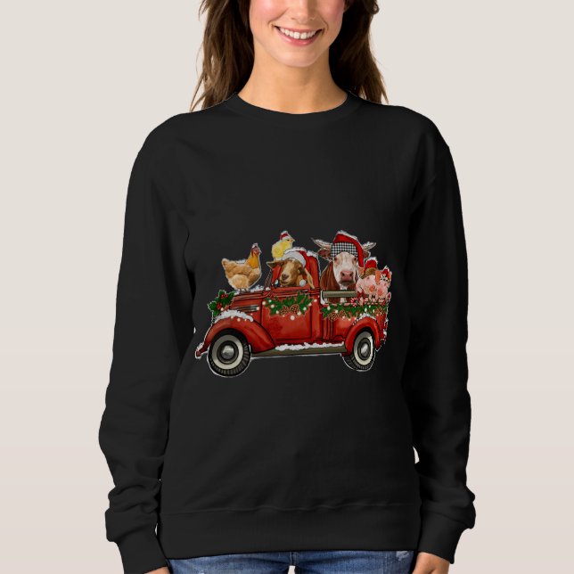God jul Animals Farm Santa Red Lastbil Light T Shirt (Framsida)